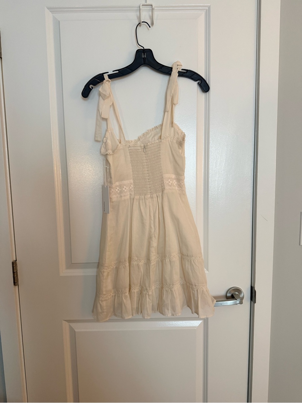 Reformation White Tie-Shoulder Eyelet Mini Dress - Picture 9 of 9